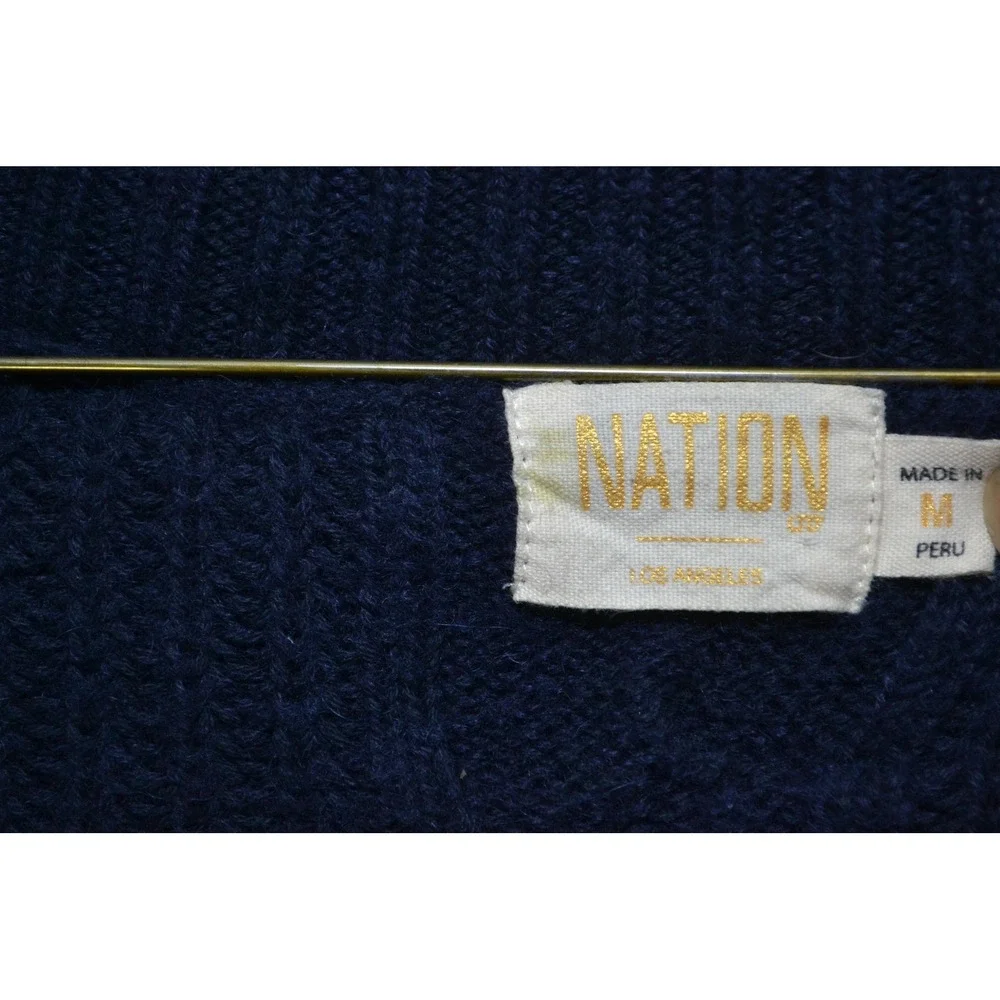 Nation LTD Cardigan Sweater Womens M Navy Cable Knit Alpaca Pockets‎ Los Angeles - Picture 5 of 16